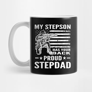 Distressed My Stepson Has Your Back Proud Stepdad Mug